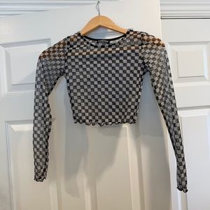 black and white sheer crop top